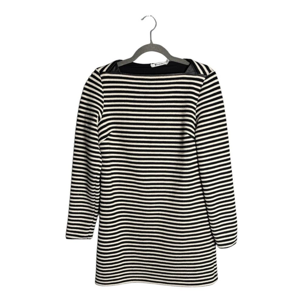 T Alexander Wang Black White Striped Long Sleeve Mini Dress 4